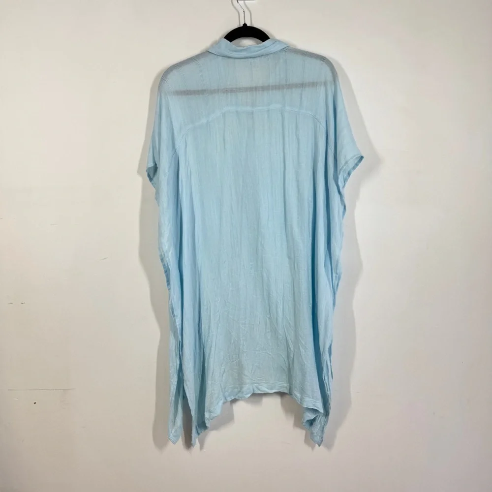 L*Space Light Blue Oversized Beach Cover Up Viscose Button Down Shirt Dress XS/S - Picture 5 of 13